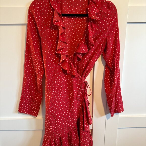 MGMs Red star wrap dress (size L but fits like M) - Picture 2 of 6